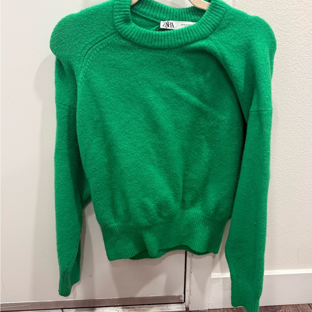 Zara Vibrant Emerald Crew Neck Sweater